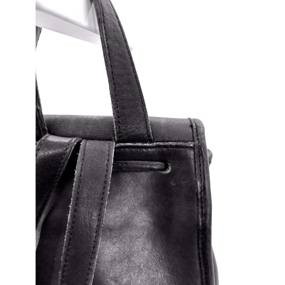 Vintage Coach Black Leather Daypack Backpack Y2K 90s Purse - Picture 10 of 16